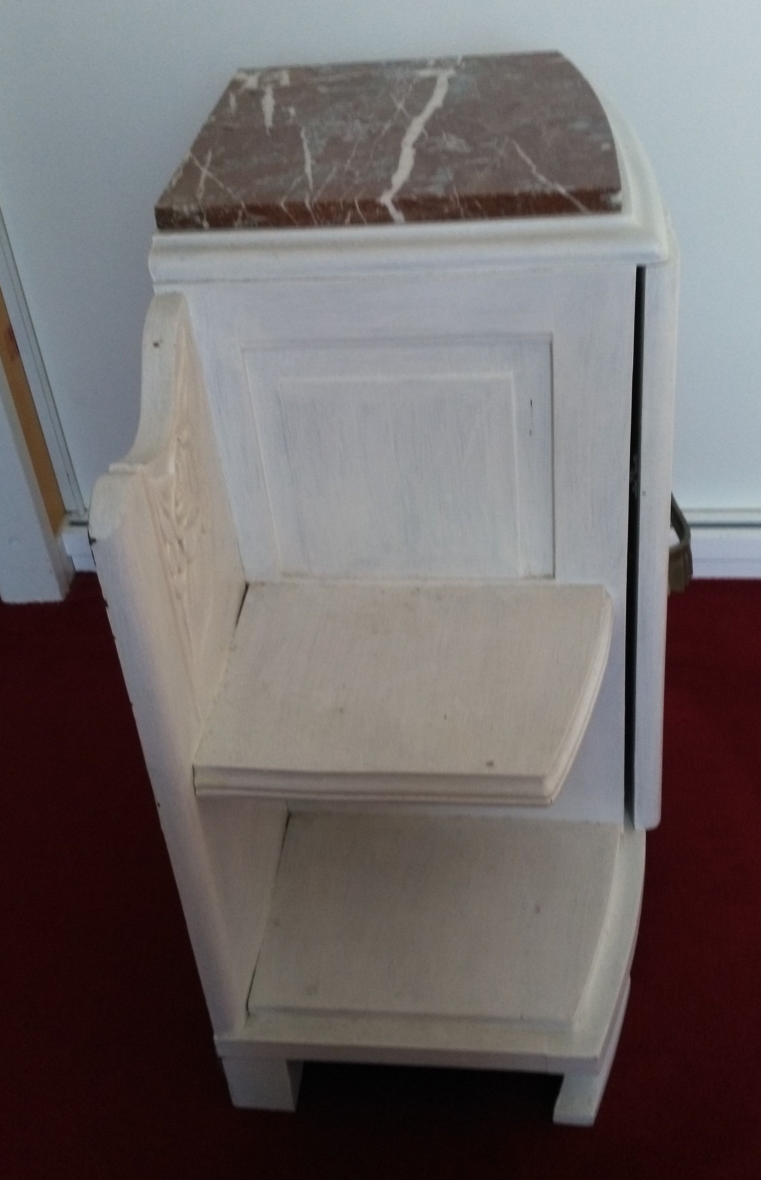 Art Deco bedside table top red marble