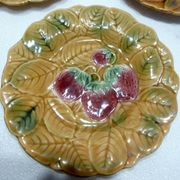 Lot of 5 plates in barbotine sarreguemines decor fruits