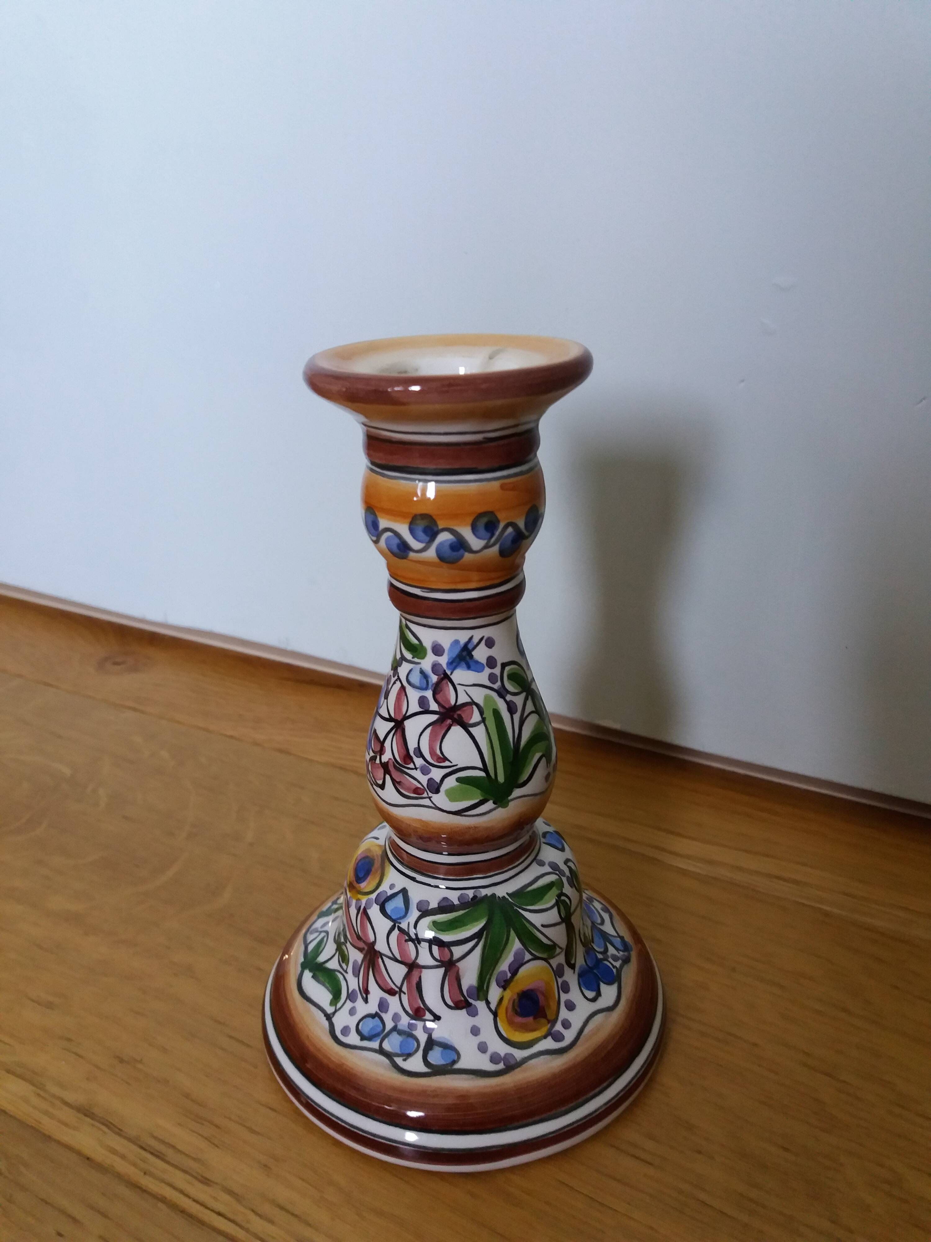 Hand painted Portugal Coimbra candle holder