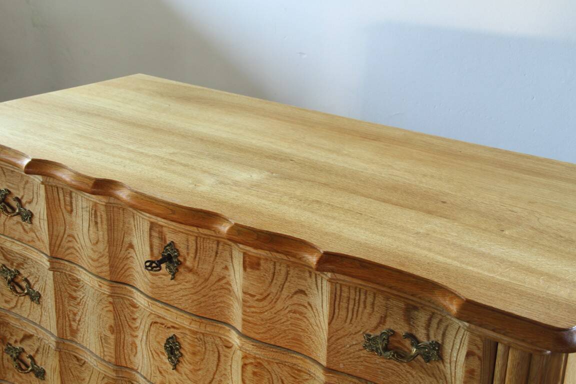 Vintage Mid-century Baroque Style Danish High Boy Brutalist Dresser 1960s