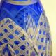 Small Bohemian crystal vase, cut with cobalt lining