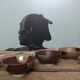 Trio ceramic style bowls brown earth