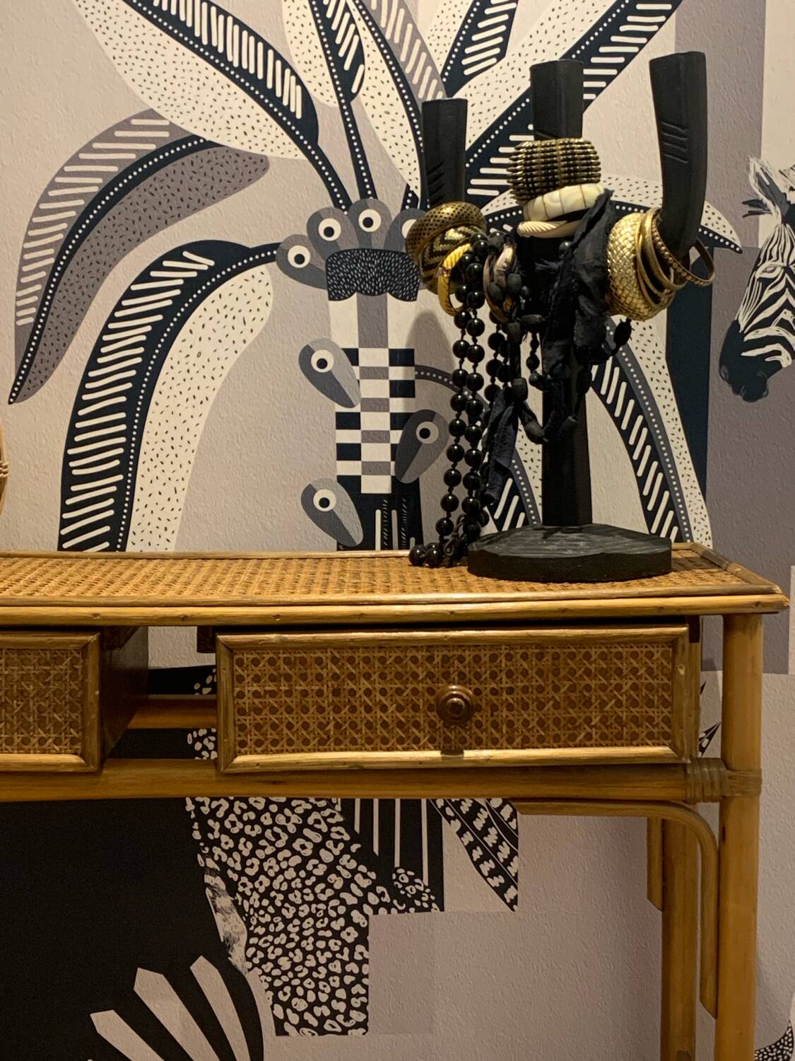 Vintage rattan console