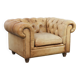Chesterfield armchair made of cowhide leather in a light cognac colour