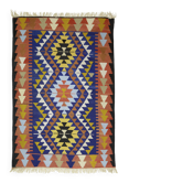 Grand Kilim Oushak Vintage Geometric Red Blue 232 x 156 cm