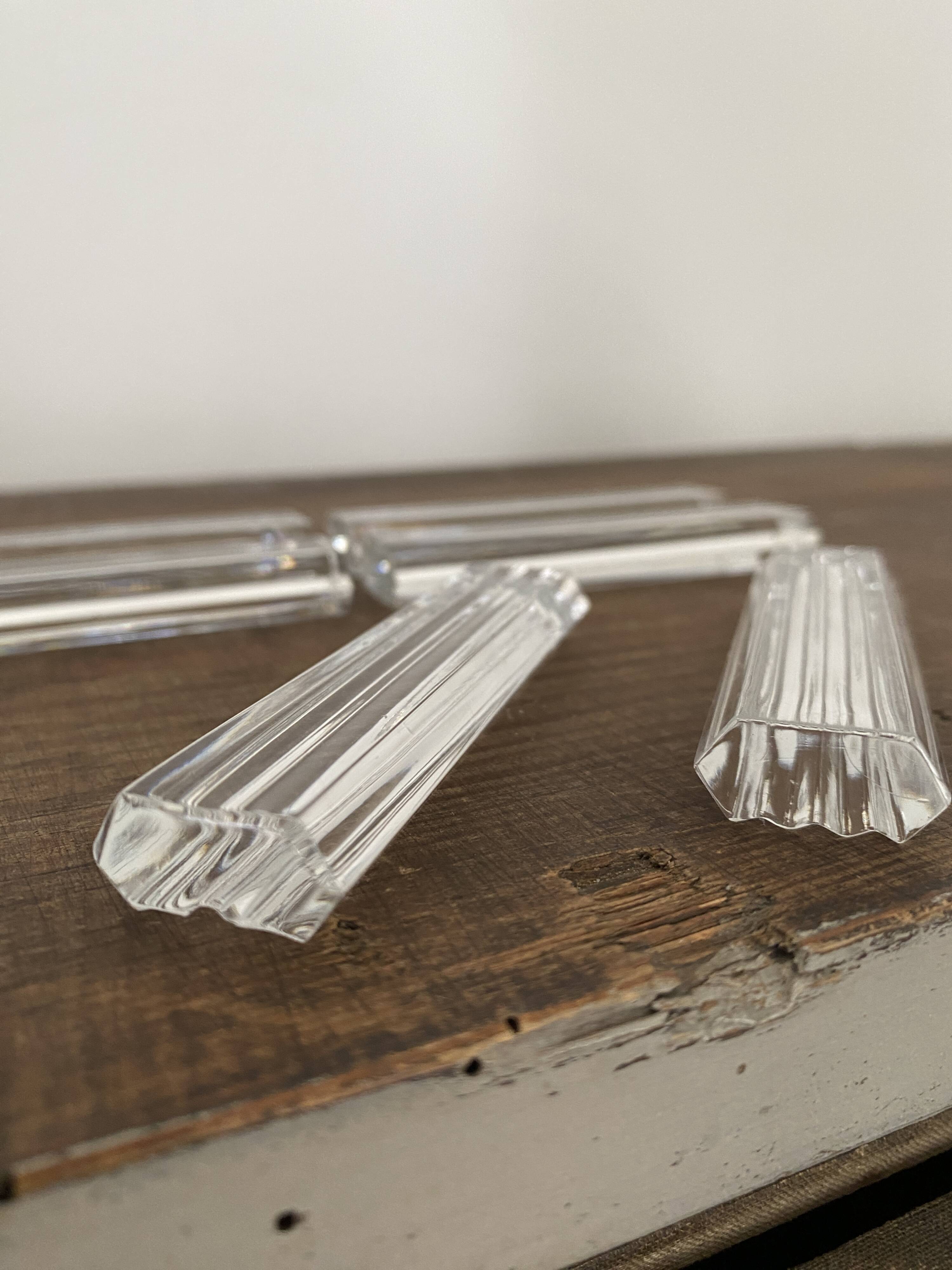 Vintage knife holders of 6, in glass