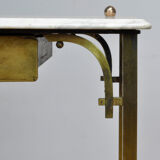 Small brass table with marble top, circa 1910