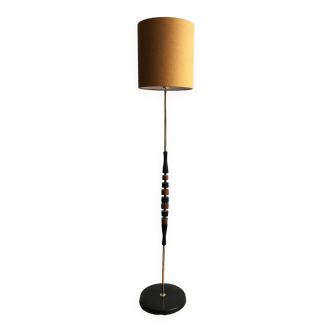 Lampadaire en teck et laiton scandinave 1960