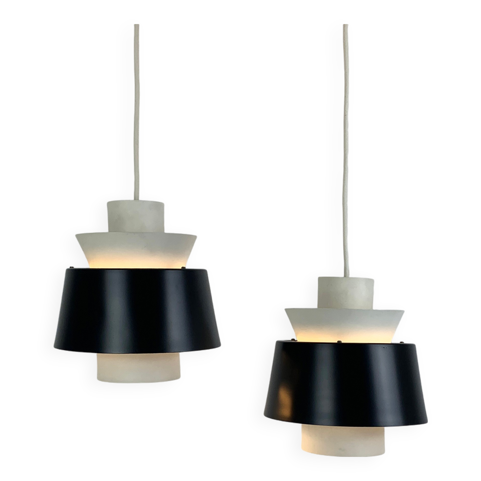 Pair of Tivoli Jørn Utzon pendant lights for Nordisk Solar Denmark, 1950-60s