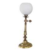Antique table lamp in Napoleon III style with chiselled bronze and globe.