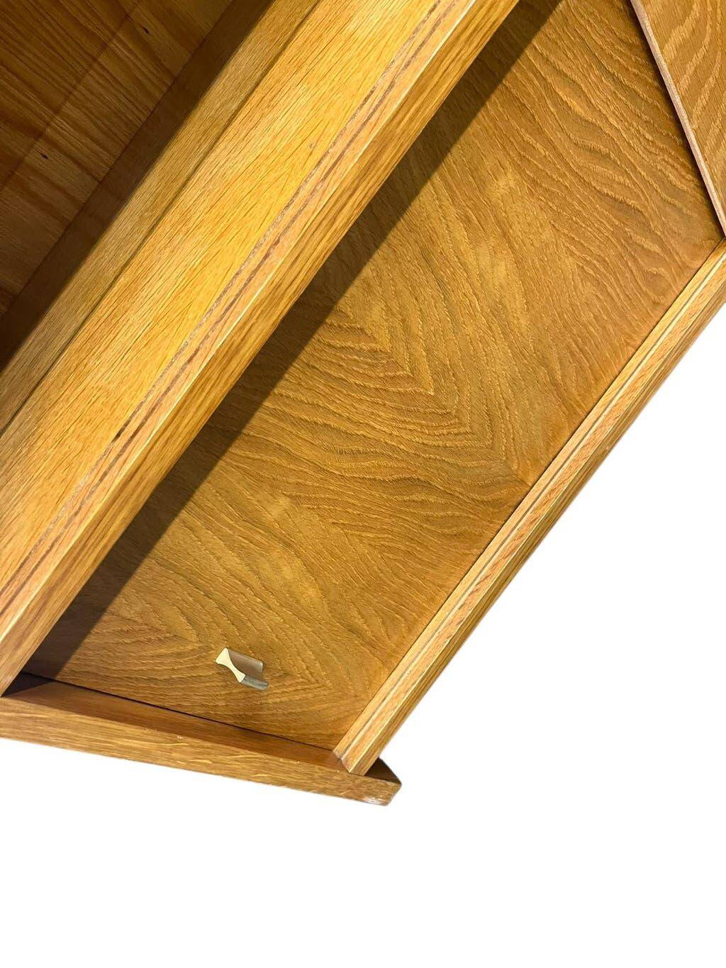 Shallow vintage wooden display cabinet / shelving unit / collector's cabinet