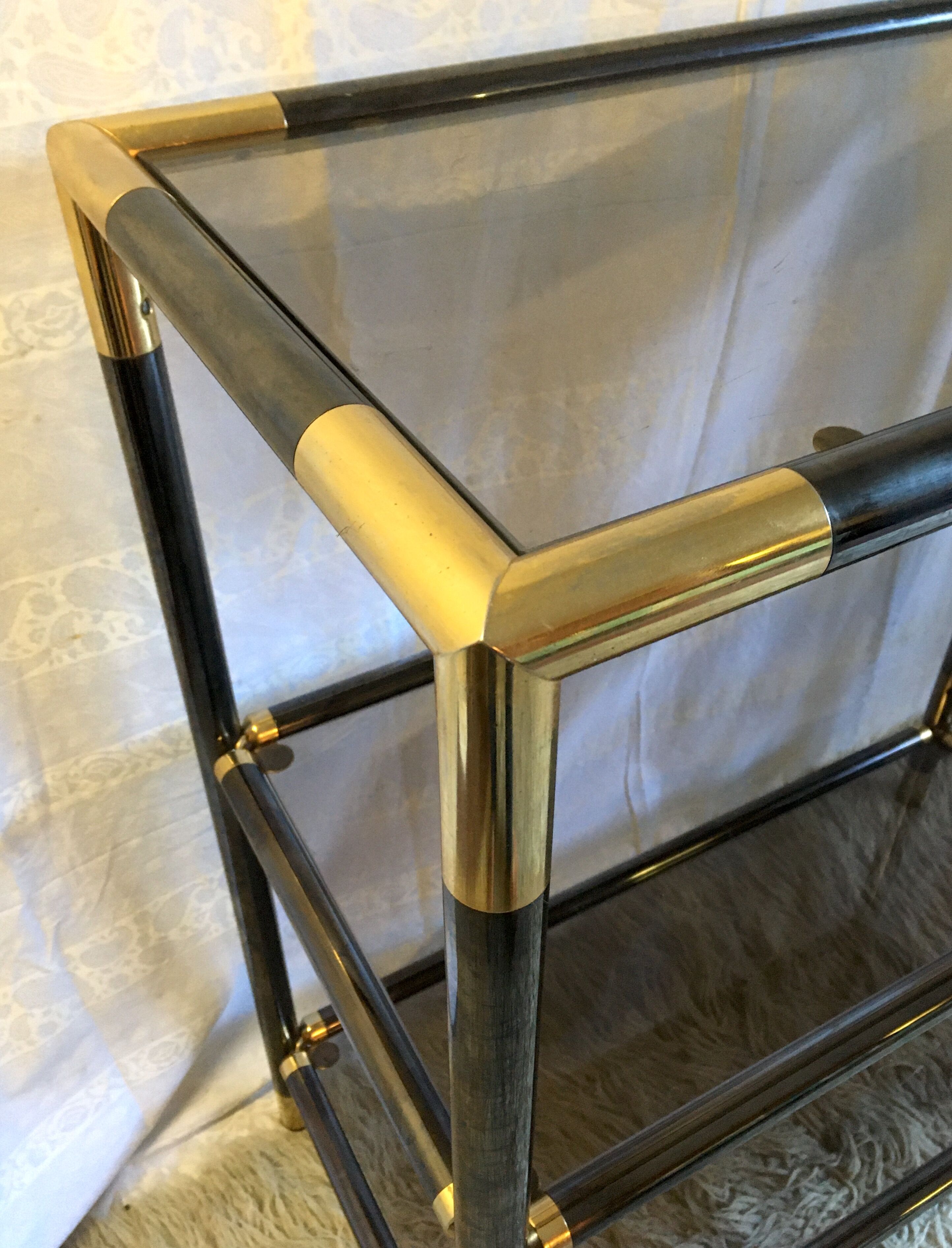 Smoked glass brass library - 70s