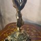 bronze lamp angel 1970 pull switch 63x30 stained glass shade