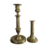 Set of 2 old brass candle holders