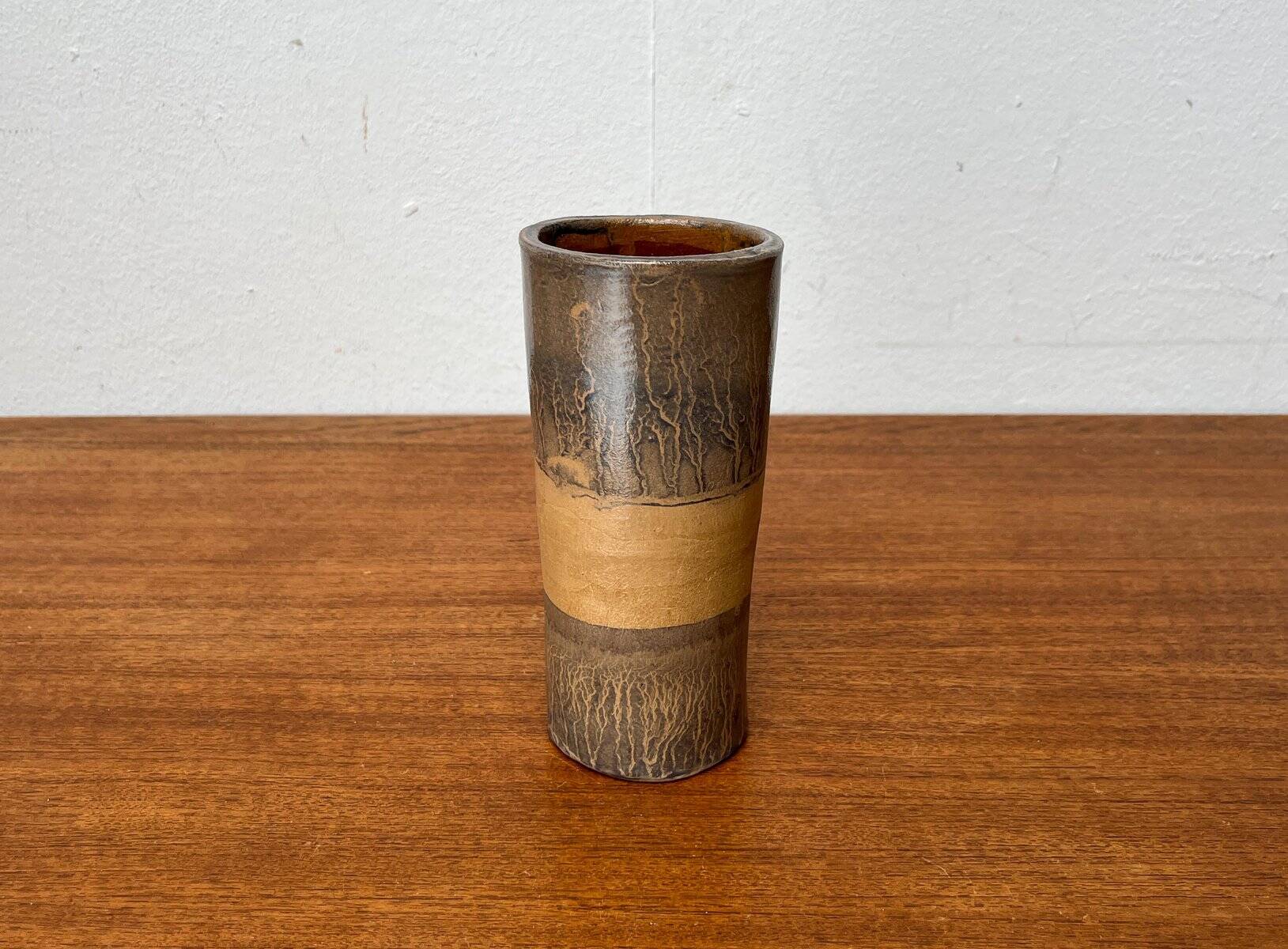 Vintage German brutalist studio pottery vase, 1979