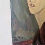 Acrylic on canvas, old vintage portrait painting