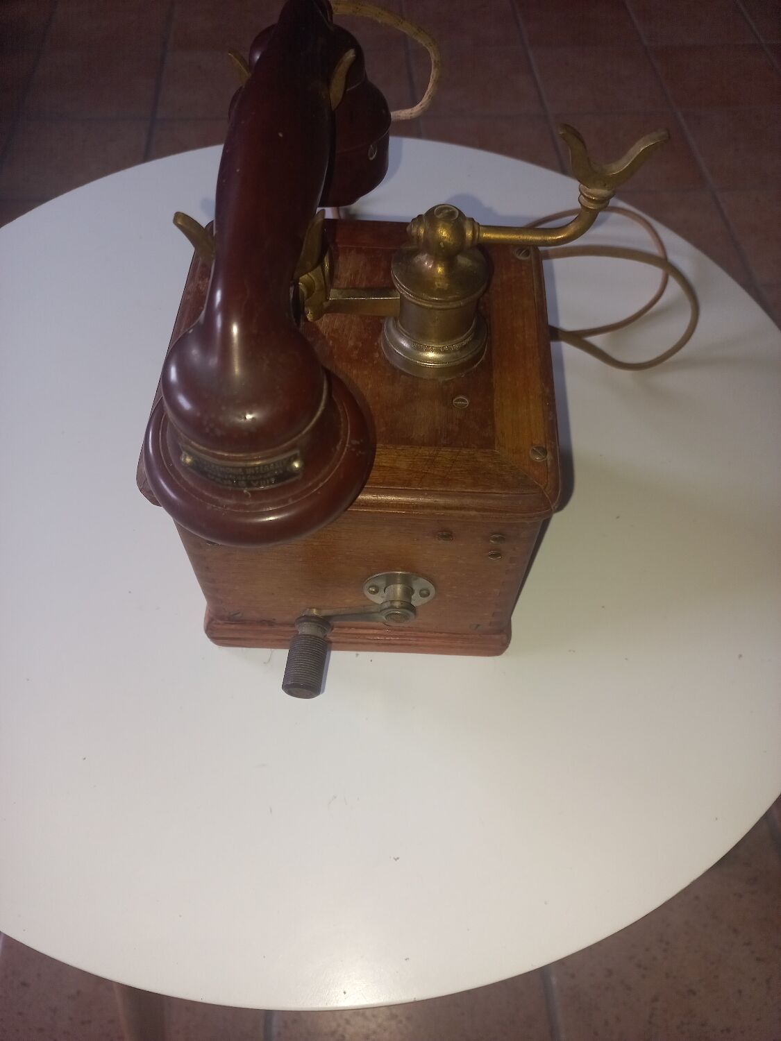 Old hand-cranked telephone