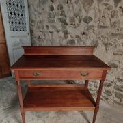 Console en acajou antique avec tiroir et étagère, table de service française, vers 1900