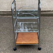 Vintage Allibert dessert table in steel and glass.