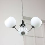 Vintage italian chrome and opaline chandelier, 70s