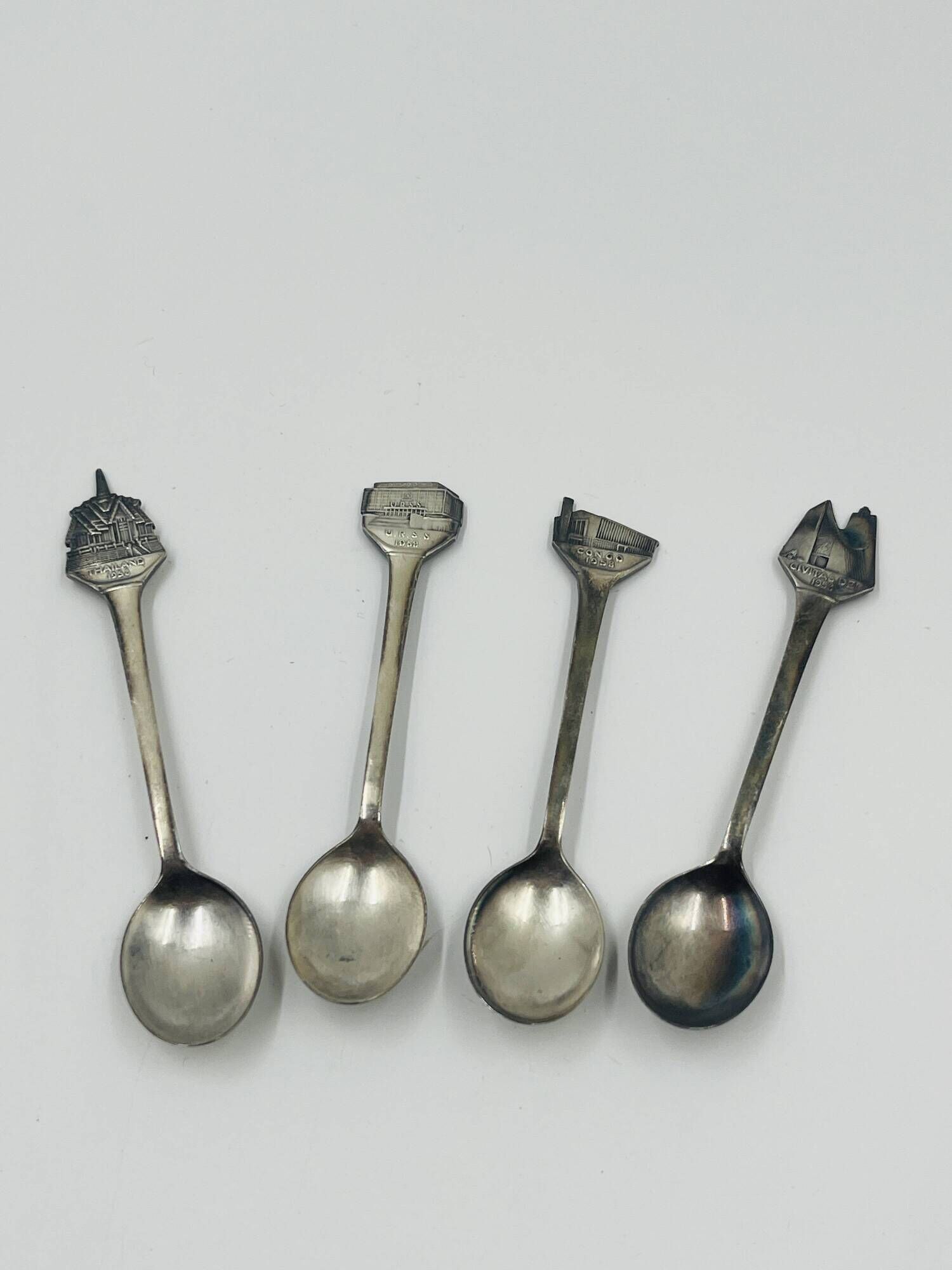 Set of 4 Souvenir Spoons Expo 58 Rare Pavilions