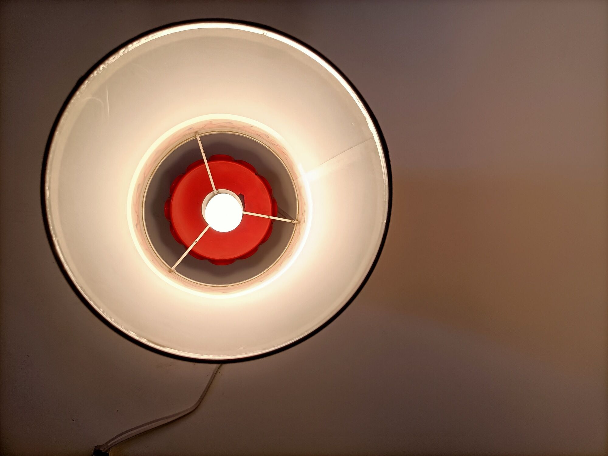Vintage orange glass lamp signed Robert de Schuytener, 1970.