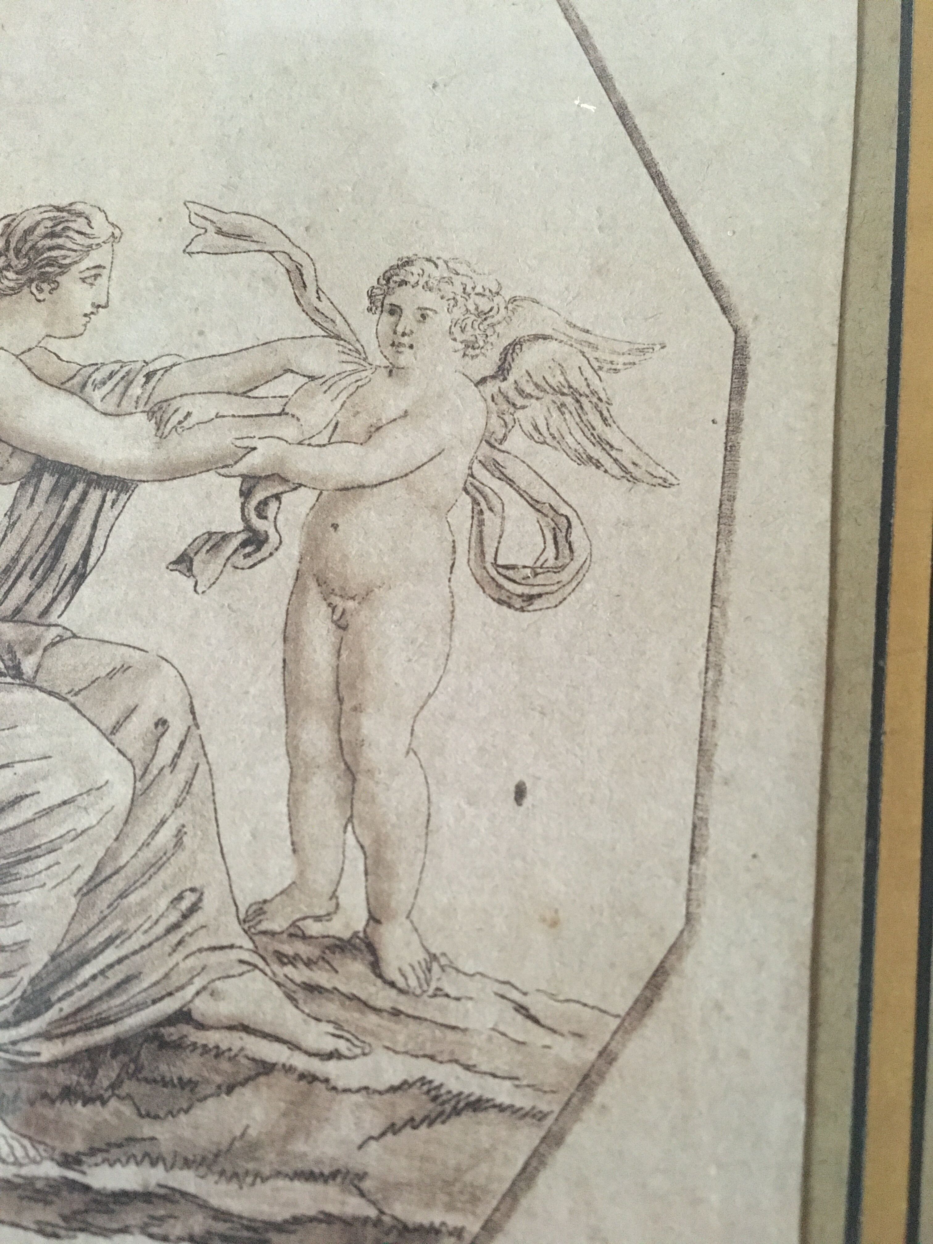 Cadre doré vitré et sa gravure antique 1900
