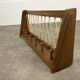 Vintage wooden wall coat rack with 6 hooks, chalet style.