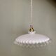 Vintage lampshade pendant light in white opaline
