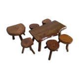 Brutalist coffee table and stools