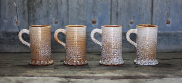 Service mug céramique Accolay effet craquelé X 4 , chope signée, art de la