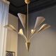 Elegant Chandelier with Six Arms, Perforated Metal Shade, Midcentury Modern