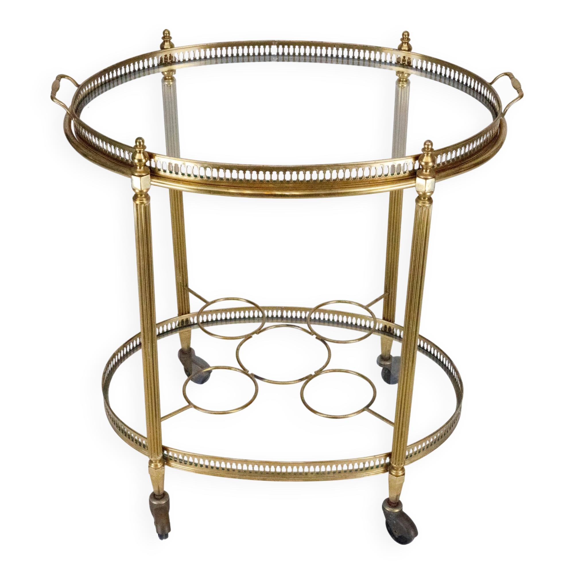 Small Mid-Century Italian Brass Bar Cart with Removable Tray, 1950s