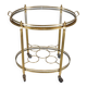 Small Mid-Century Italian Brass Bar Cart with Removable Tray, 1950s