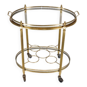 Small Mid-Century Italian Brass Bar Cart with Removable Tray, 1950s