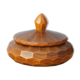 Faceted carved wooden box, vintage