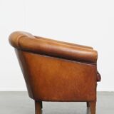 Cognac-Colored Sheepskin Leather Club Chair