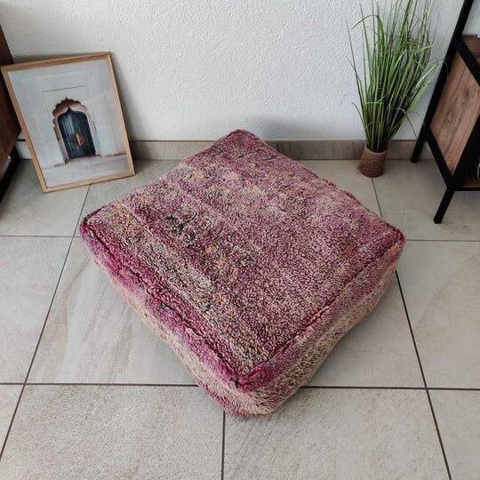 Vintage purple Berber pouf
