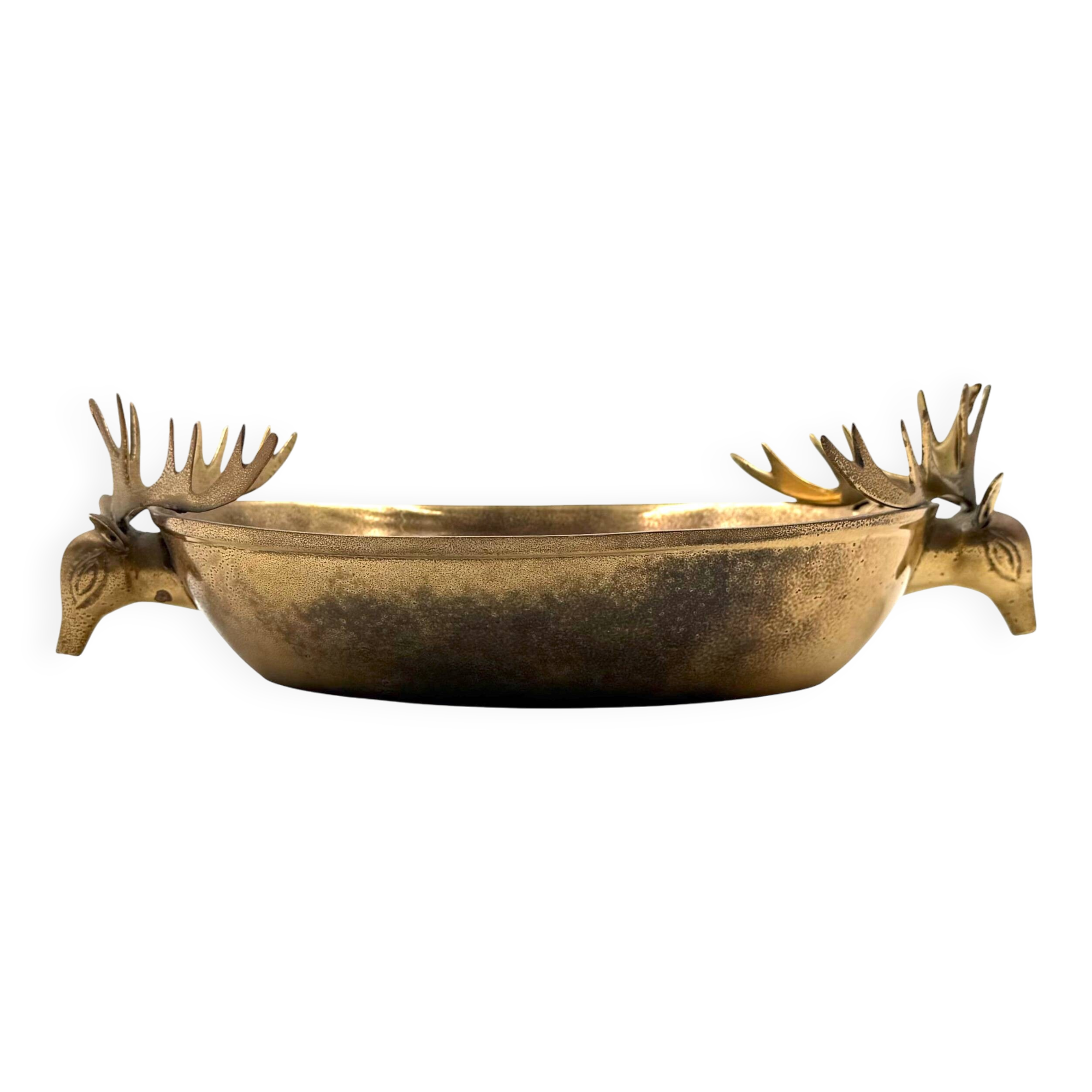Mid-century Modern brass deers centerpiece / bowl, France 1970s