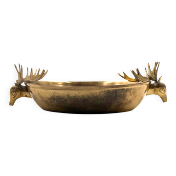 Mid-century Modern brass deers centerpiece / bowl, France 1970s
