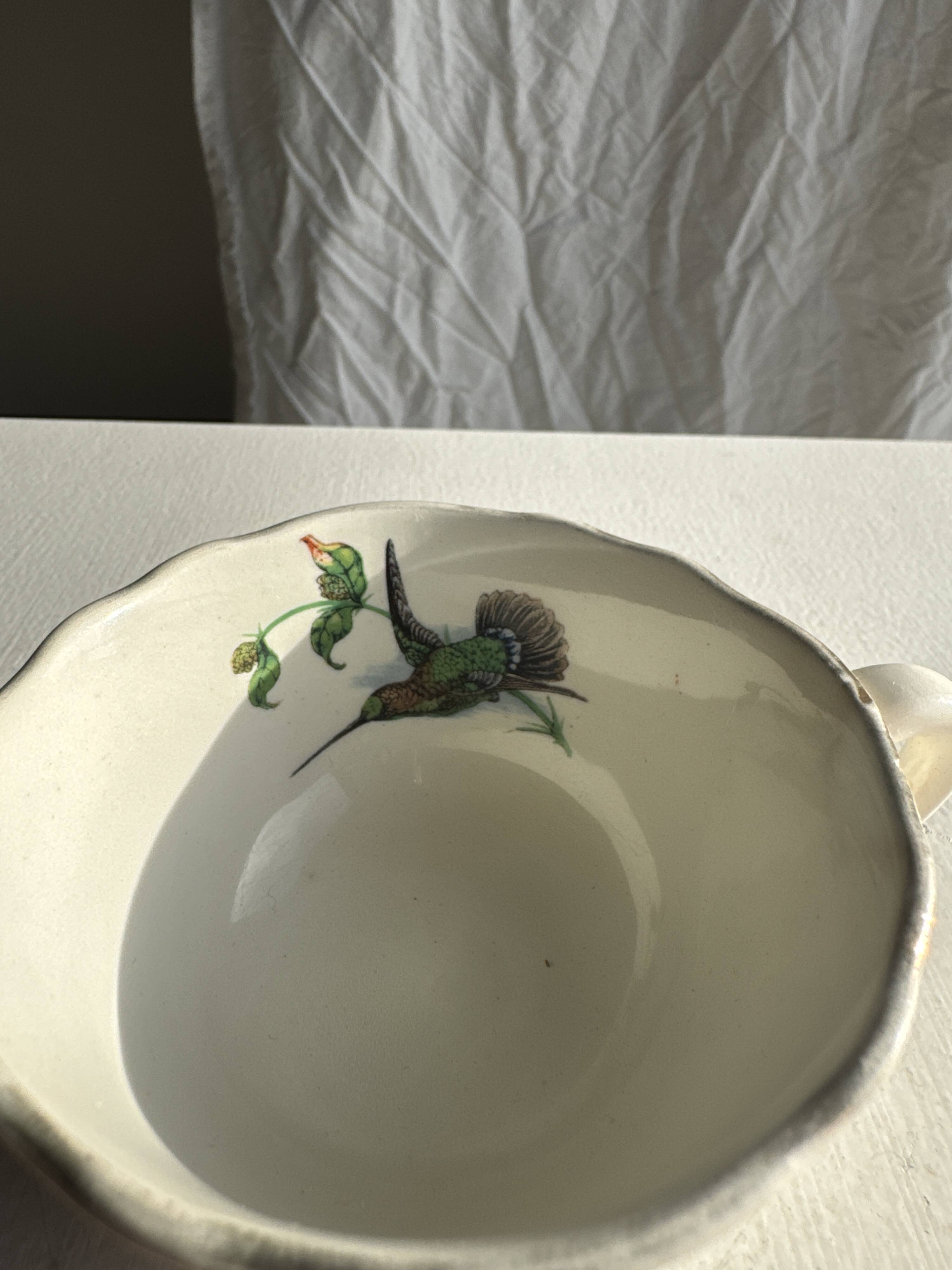 Lot de 6 tasses à café à motifs d'oiseaux anciennes