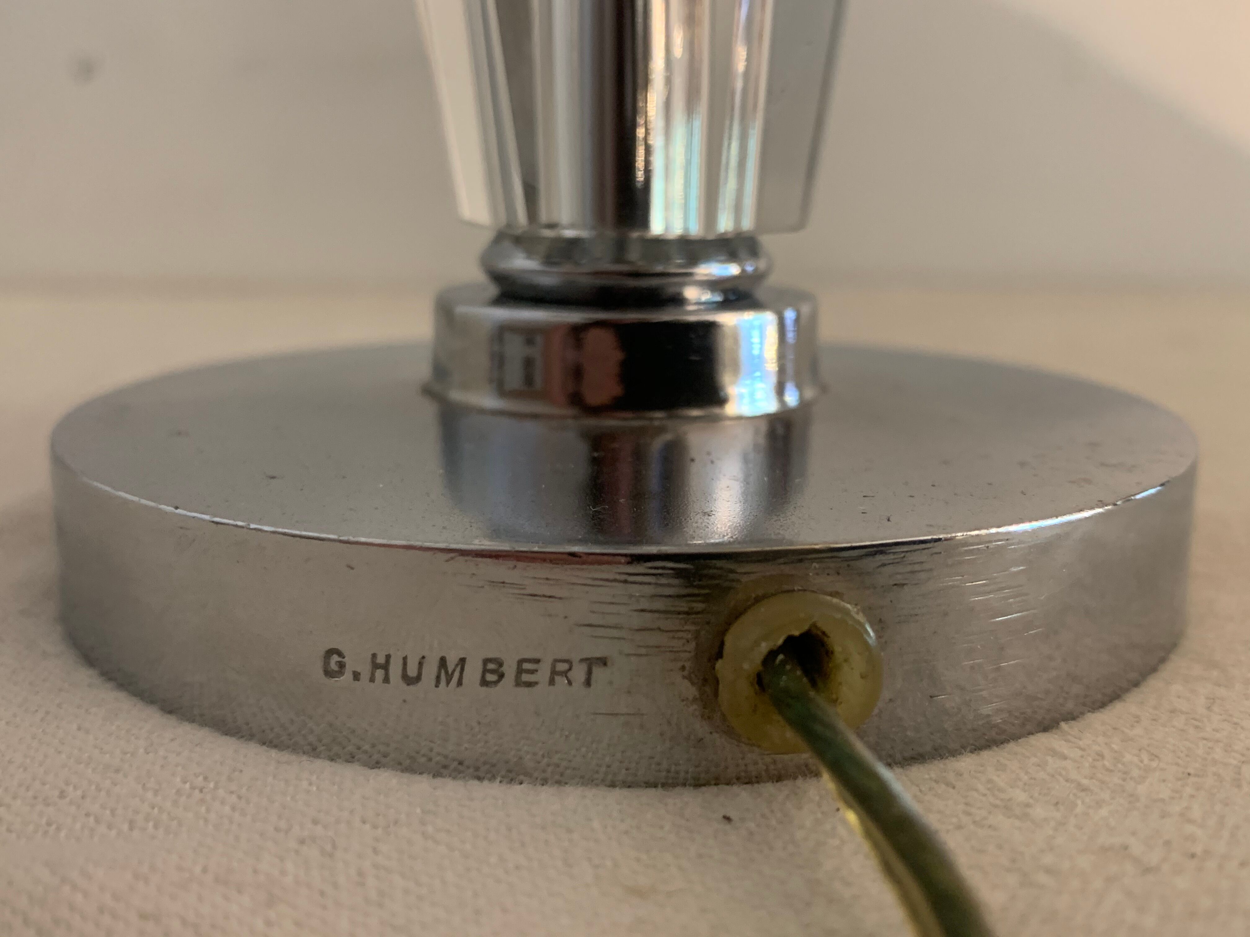 Hexagonal glass table lamp foot 1940 G. Humbert