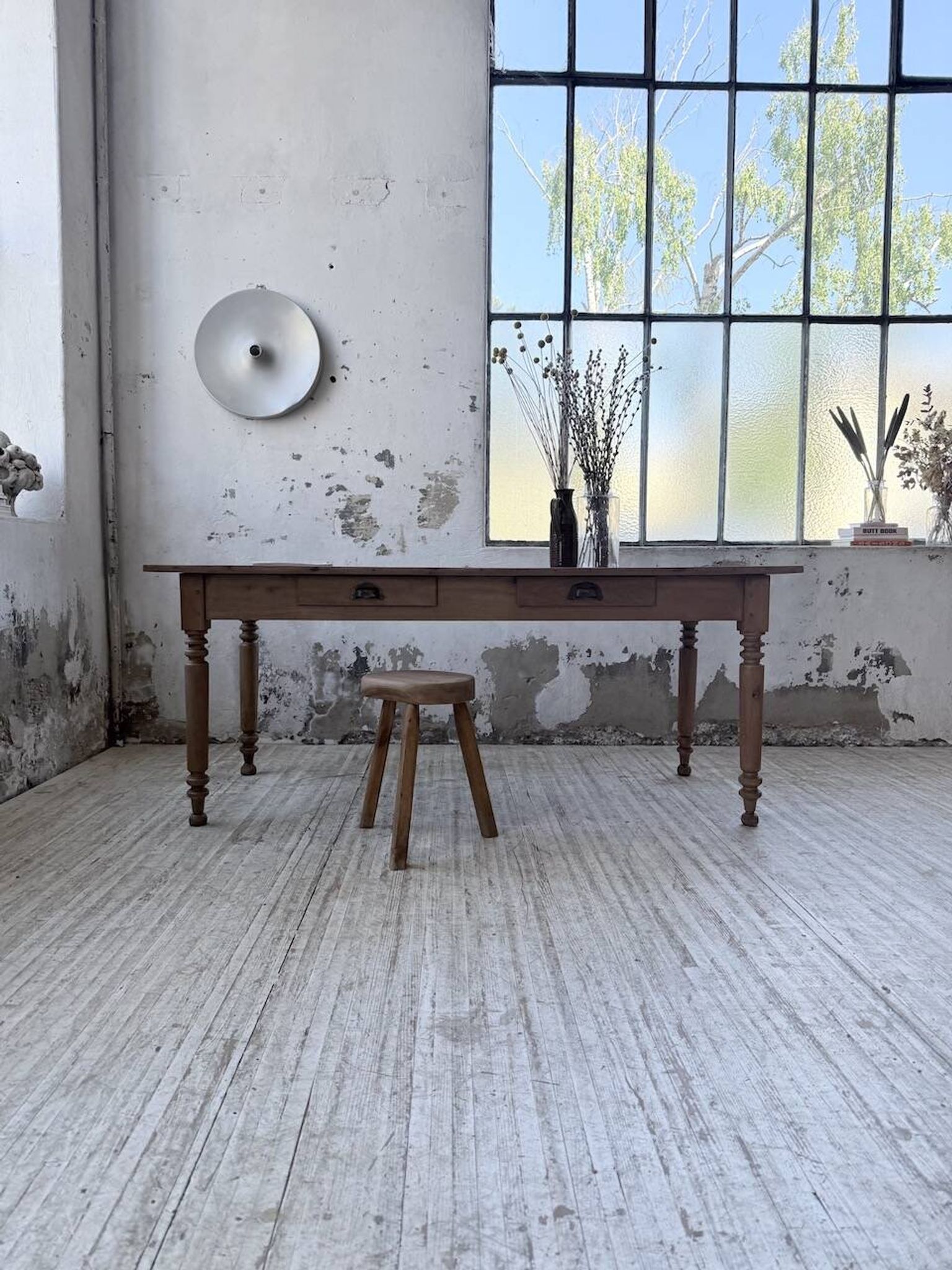 Bistro farmhouse table cherry wood turned legs 180cm