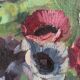Large vintage original floral still life painting with fruit