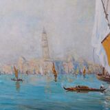 Oil on canvas of Venice, by Ernest Viallate