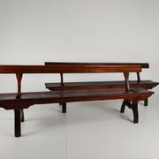Banc de chemin de fer victorien en pin pitchpin – Halstead’s Makers, Todmorden