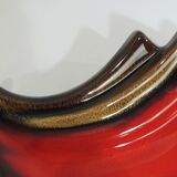 Vintage red and brown ceramic bowl – 1970s centrepiece – Design