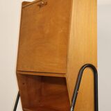 Vintage 1960s wooden secretary with metal legs.