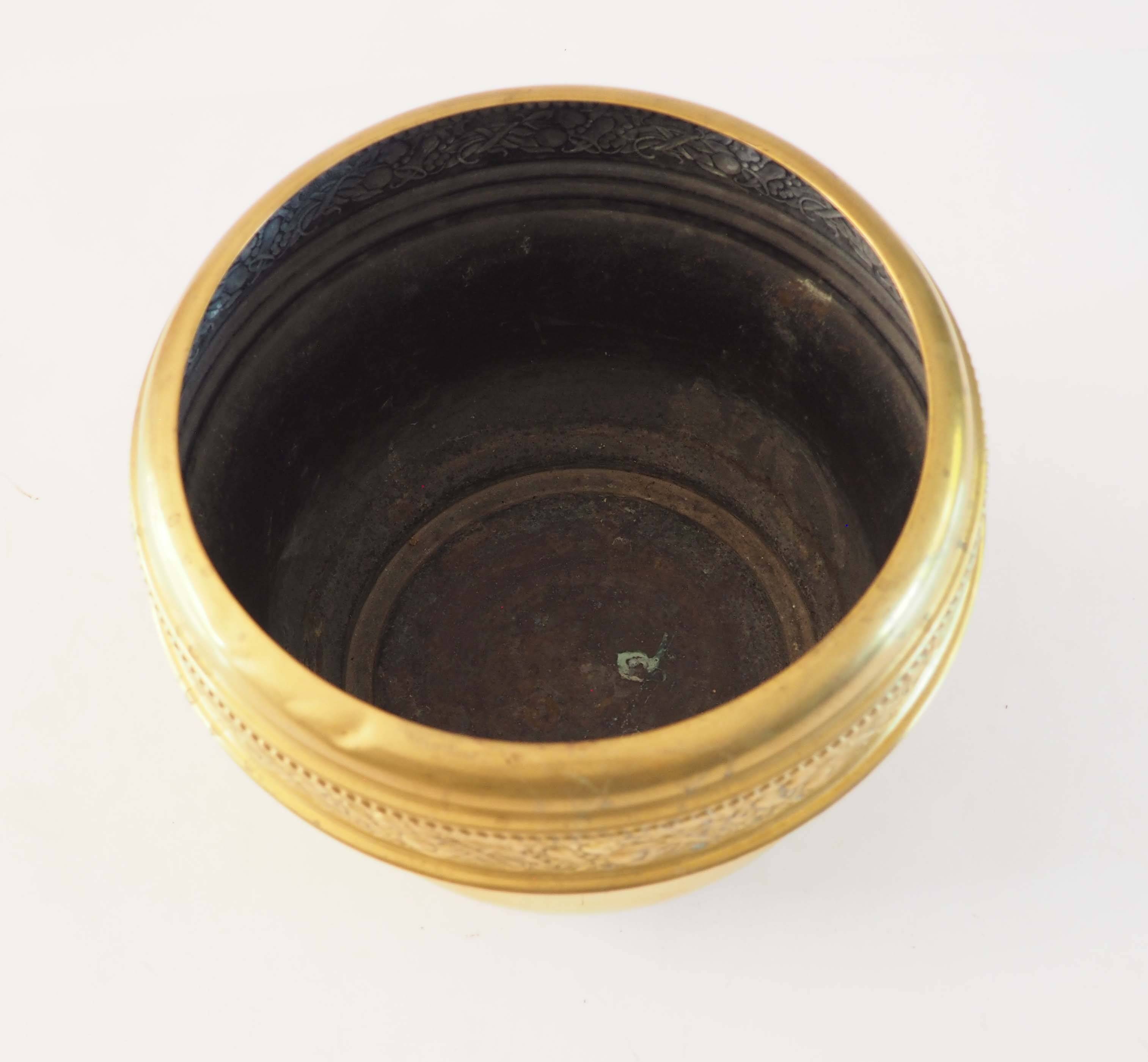 Golden brass flowerpot