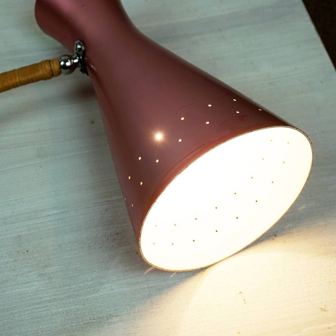 Mid-century Austrian pink wall lamp by Rupert Nikoll